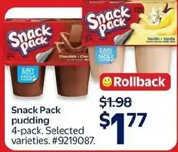 Walmart Snack Pack pudding offer