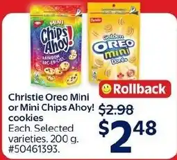 Walmart Christie Oreo Mini or Mini Chips Ahoy! cookies offer