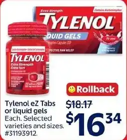 Walmart Tylenol eZ Tabs or liquid gels offer
