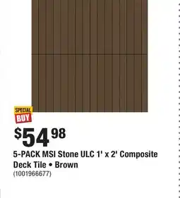 Home Depot 5-PACK MSI Stone ULC 1' x 2' Composite Deck Tile • Brown offer