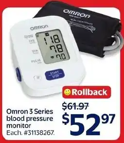 Walmart Omrond 3 series blood pressure monitor offer