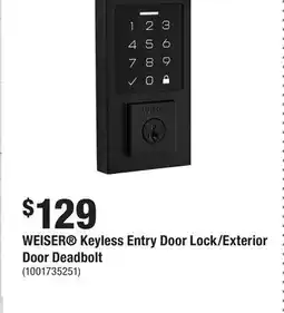 Home Depot WEISER Keyless Entry Door Lock/Exterior Door Deadbolt offer