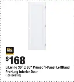 Home Depot LìLiving 30 x 80 Primed 1-Panel LeftHand PreHung Interior Door offer
