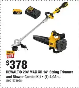 Home Depot DEWALT 20V MAX XR 14 String Trimmer and Blower Combo Kit • (1) 4.0Ah battery & charger offer
