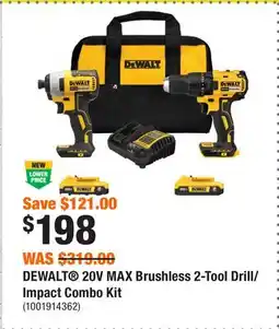 Home Depot DEWALT 20V MAX Brushless 2-Tool Drill/Impact Combo Kit offer