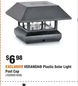 Home Depot EXCLUSIVE VERANDA Plastic Solar Light Post Cap offer