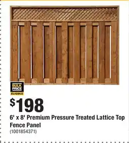Home Depot 6' x 8' Premium Pressure Treated Lattice Top Fence Panel offer