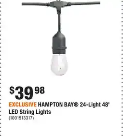 Home Depot EXCLUSIVE HAMPTON BAY 24-Light 48' LED String Lights offer