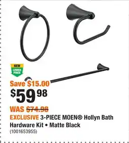 Home Depot EXCLUSIVE 3-PIECE MOEN Hollyn Bath Hardware Kit • Matte Black offer
