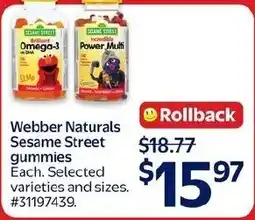 Walmart Webber Naturals sesame street gummies offer