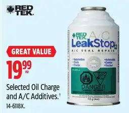 Canadian Tire RED TEK Selected Oil Charge and A/C Additives offer