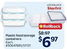 Walmart Lock&Lock Starfrit plastic food storage containers offer