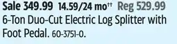Canadian Tire Yardworks 6-Ton Duo-Cut Electric Log Splitter with Foot Pedal offer