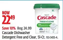 Canadian Tire Cascade Dishwasher Detergent Free and Clear, 51-Ct offer
