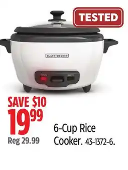Canadian Tire BLACK+DECKER 6-Cup Rice Cooker offer