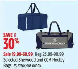 Canadian Tire Selected Sherwood and CCM Hockey Bags offer