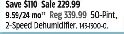 Canadian Tire 50-Pint, 2-Speed Dehumidifier offer