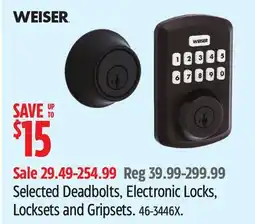 Canadian Tire WEISER Selected Deadbolts, Electronic Locks, Locksets and Gripsets offer