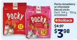 Walmart Pocky strawberry or chocolate biscuit sticks offer