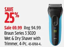 Canadian Tire BRAUN Series 3 3020 Wet & Dry Shaver with Trimmer offer