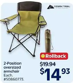 Walmart Ozark Trail 2-Position oversized armchair offer