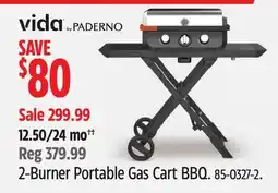 Canadian Tire Vida by PADERNO 2-Burner Portable Gas Cart BBQ offer