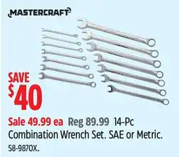 Canadian Tire Mastercraft 14-Pc Combination Wrench Set. SAE or Metric offer