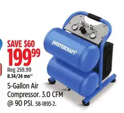Canadian Tire Mastercraft 5-Gallon Air Compressor. 3.0 CFM @ 90 PSI offer