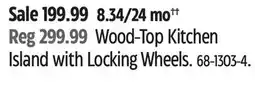 Canadian Tire for-living Wood-Top Kitchen Island with Locking Wheels offer