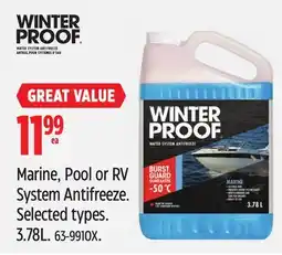 Canadian Tire WINTER PROOF Marine, Pool or RV System Antifreeze offer