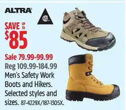 Canadian Tire Altra Men's Safety Work Boots and Hikers offer