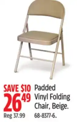 Canadian Tire For Living Padded Vinyl Folding Chair, Beige offer