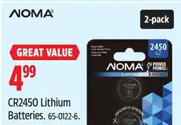 Canadian Tire NOMA CR2450 Lithium Batteries offer