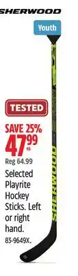 Canadian Tire Selected Sherwood Playrite Hockey Sticks offer