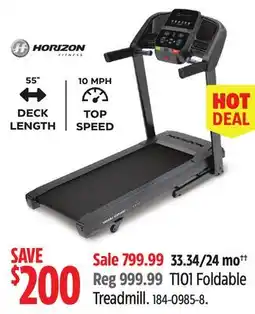 Canadian Tire HORIZON FITNESS T101 Foldable Treadmill offer