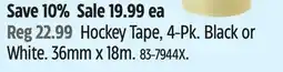 Canadian Tire Hockey Tape, 4-Pk. Black or White offer