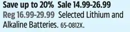 Canadian Tire Selected Lithium and Alkaline Batteries offer