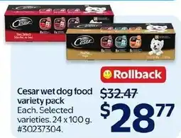 Walmart Cesar wet dog food variety pack offer