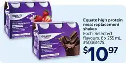 Walmart Equate high protein meal replacement shakes offer