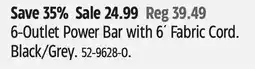 Canadian Tire 6-Outlet Power Bar with 6´ Fabric Cord. Black/Grey offer