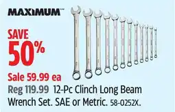 Canadian Tire MAXIMUM 12-Pc Clinch Long Beam Wrench Set. SAE or Metric offer