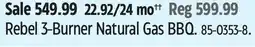 Canadian Tire Rebel 3-Burner Natural Gas BBQ offer