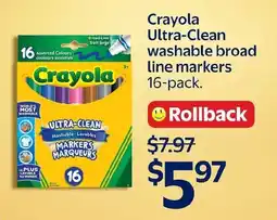 Walmart Crayola ultra-clean broad line markers offer