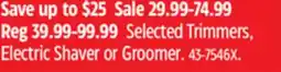 Canadian Tire Selected Trimmers, Electric Shaver or Groomer offer
