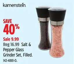Canadian Tire Kamenstein Salt & Pepper Glass Grinder Set, Filled offer