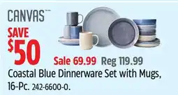 Canadian Tire CANVAS Coastal Blue Dinnerware Set with Mugs offer