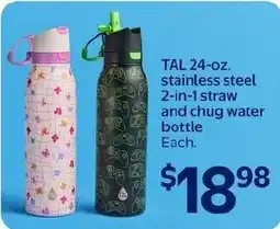 Walmart TAL 24-oz. stainless steel 2-in-1 straw and chug water bottle offer