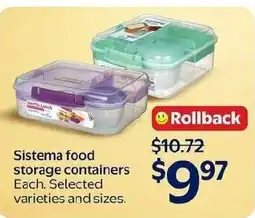 Walmart Sistema food storage containers offer