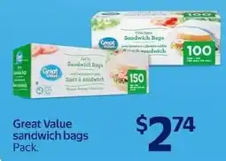 Walmart Great Value sandwich bags offer