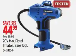 Canadian Tire MASTERCRAFT 20V Max Pistol Inflator, Bare Tool offer